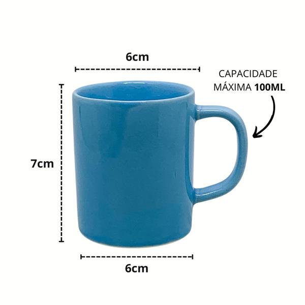 Imagem de Jogo 6 Xícara Caneca Café Porcelana Azul 100ml