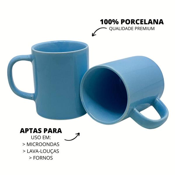 Imagem de Jogo 6 Xícara Caneca Café Porcelana Azul 100ml