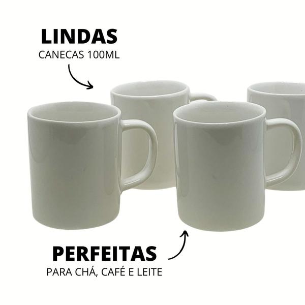 Imagem de Jogo 6 Xícara Caneca Café Porcelana Branca 100ml