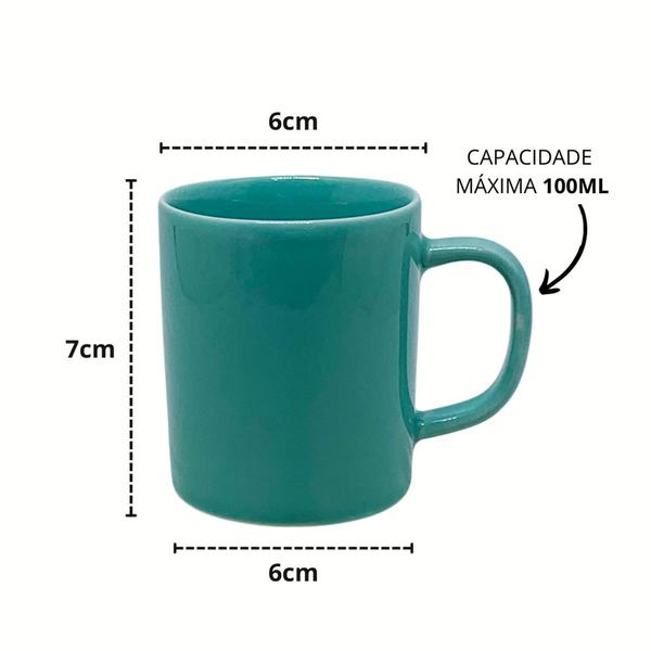 Imagem de Jogo 6 Xícara Caneca Café Porcelana Colorida 100ml