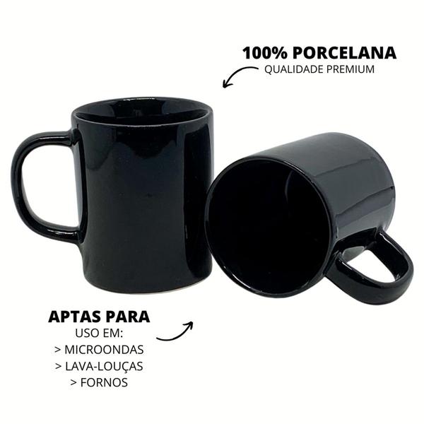 Imagem de Jogo 6 Xícara Caneca Café Porcelana Preta 100ml