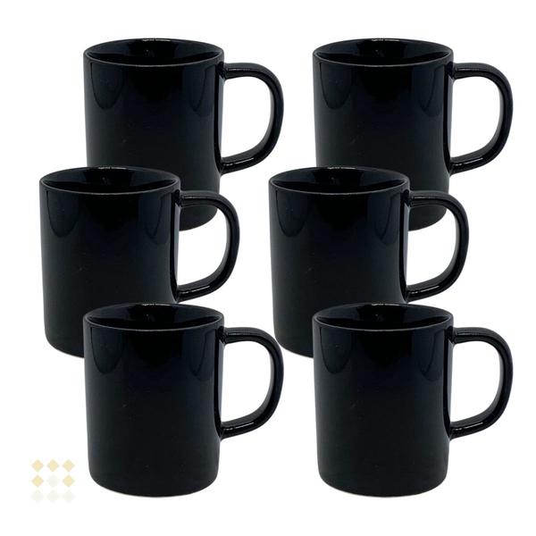 Imagem de Jogo 6 Xícara Caneca Café Porcelana Preta 100ml