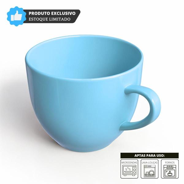 Imagem de Jogo 6 Xícara Chá Café 170ml Azul em Porcelana - Mundo da Porcelana