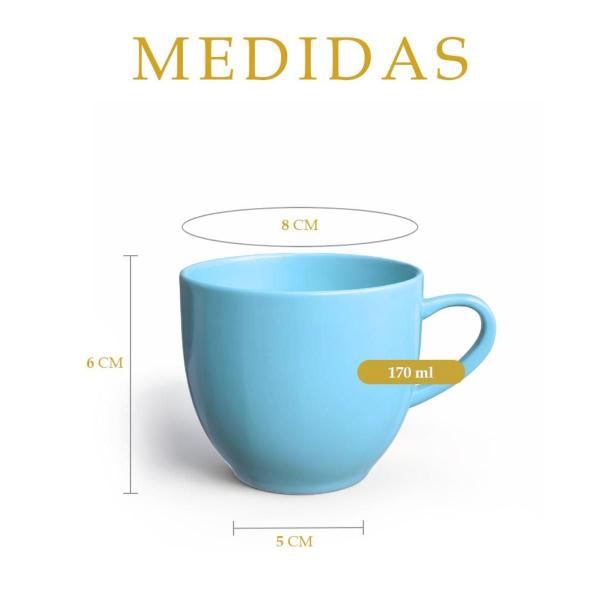 Imagem de Jogo 6 Xícara Chá Café 170ml Azul em Porcelana - Mundo da Porcelana