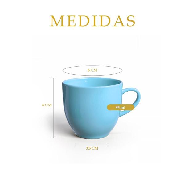 Imagem de Jogo 6 Xícara Chá Café 95ml Azul em Porcelana - Mundo da Porcelana