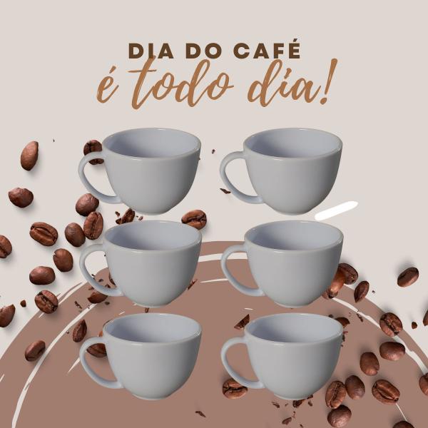 Imagem de Jogo 6 Xícara Chá Café Capuccino Chocolate Quente 180 ml Acrilica Cor Branca