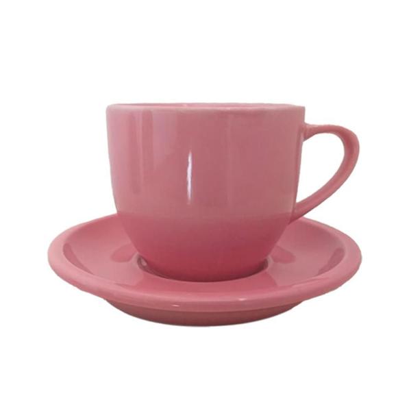 Imagem de Jogo 6 Xícara Chá Café Rosa 95Ml Com Pires Porcelana