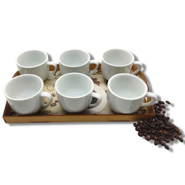 Jogo 6 Xicaras 170Ml Porcelana Café Chá Caixa Mdf Branca - Jpl Imagem de Jogo 6 Xicaras 170Ml Porcelana Café Chá Caixa Mdf Branca