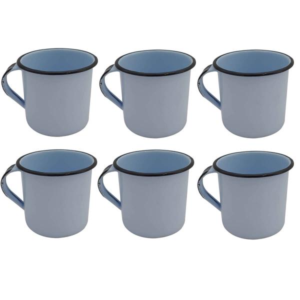 Imagem de Jogo 6 Xícaras Café Caneca Esmaltada 400ml Caneca de Agata Azul Claro