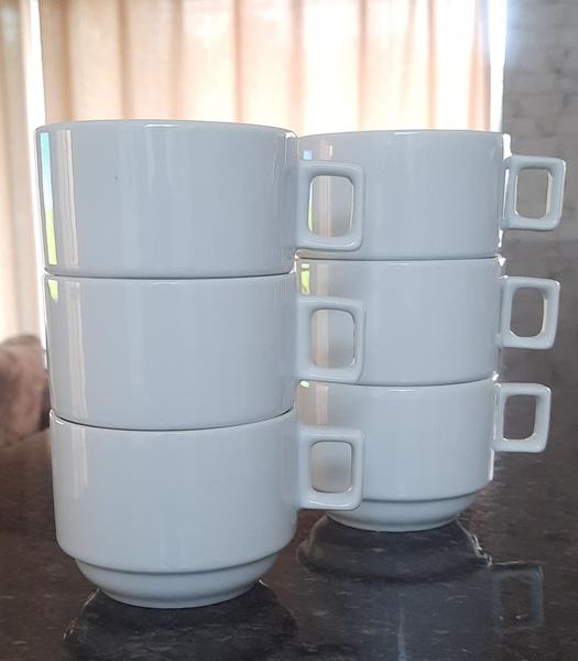 Imagem de Jogo 6 Xicaras Café/Chá hotel 200ml Empilháveis - Porcelana Branca