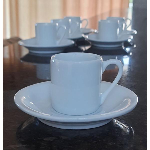 Imagem de Jogo 6 xícaras de Café com pires - 55 ml Base Reta - Porcelana branca