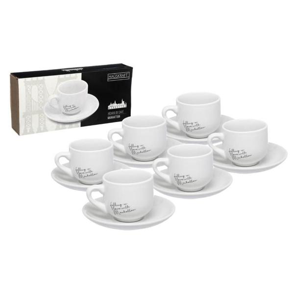 Jogo 6 Xícaras De Café Com Pires Em Porcelana Manhattan 90ml - Hauskraft