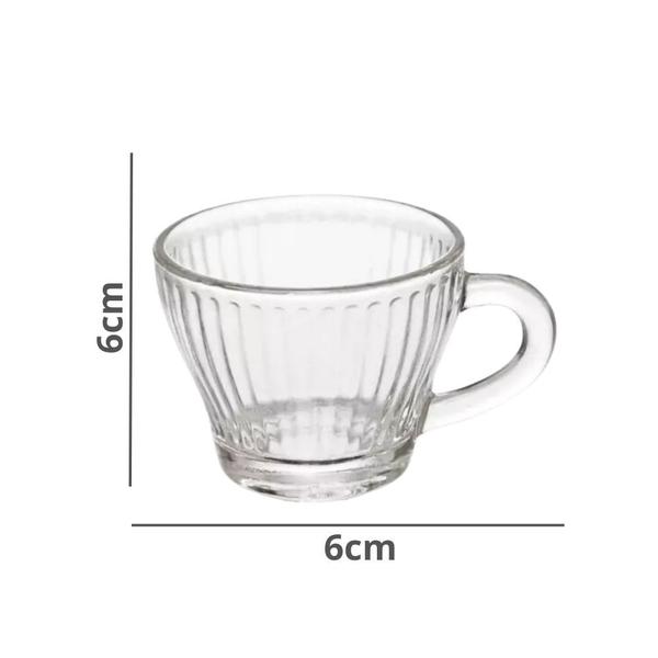 Imagem de Jogo 6 Xícaras de Café Morocco Lines Vidro Transparente 90ml Em Casa Tem