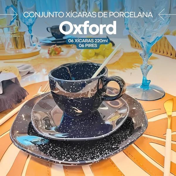 Imagem de Jogo 6 Xícaras De Chá Café Porcelana Branca 220ml Oxford Safira