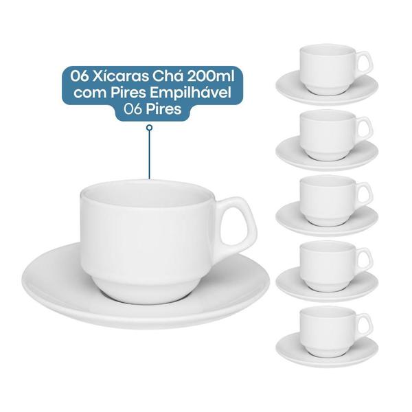 Jogo 6 Xícaras De Chá Porcelana Empilhavel 200ml Oxford Kit Empilháveis Hotel Cafeteria Imagem de Jogo 6 Xícaras De Chá Porcelana Empilhavel 200ml Oxford Kit Empilháveis Hotel Cafeteria