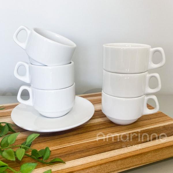 Jogo 6 Xícaras De Chá Porcelana Empilhavel 200ml Oxford Kit Empilháveis Hotel Cafeteria Imagem de Jogo 6 Xícaras De Chá Porcelana Empilhavel 200ml Oxford Kit Empilháveis Hotel Cafeteria