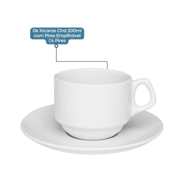 Jogo 6 Xícaras De Chá Porcelana Empilhavel 200ml Oxford Kit Empilháveis Hotel Cafeteria Imagem de Jogo 6 Xícaras De Chá Porcelana Empilhavel 200ml Oxford Kit Empilháveis Hotel Cafeteria
