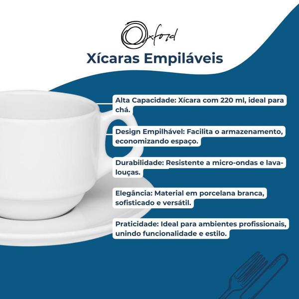 Jogo 6 Xícaras De Chá Porcelana Empilhavel 200ml Oxford Kit Empilháveis Hotel Cafeteria Imagem de Jogo 6 Xícaras De Chá Porcelana Empilhavel 200ml Oxford Kit Empilháveis Hotel Cafeteria