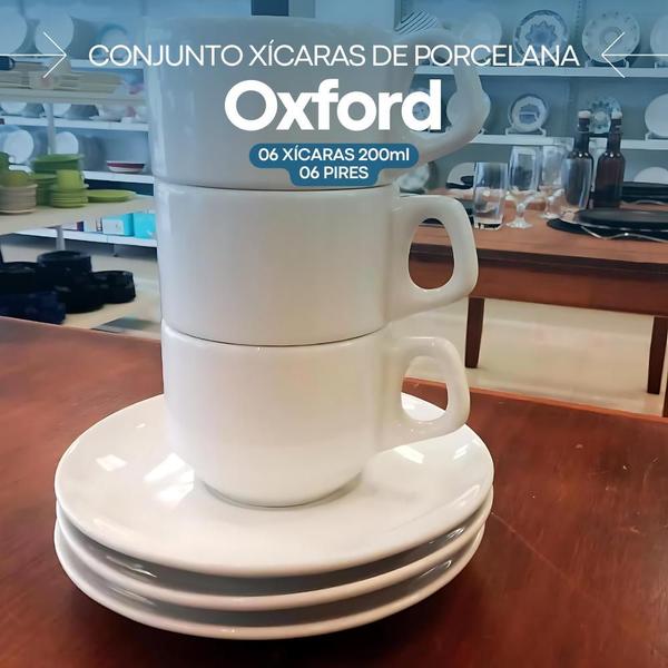 Jogo 6 Xícaras De Chá Porcelana Empilhavel 200ml Oxford Kit Empilháveis Hotel Cafeteria Imagem de Jogo 6 Xícaras De Chá Porcelana Empilhavel 200ml Oxford Kit Empilháveis Hotel Cafeteria