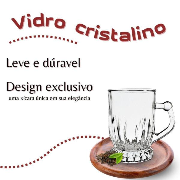 Imagem de Jogo 6 Xícaras Em Vidro Kit Canecas Para Chá Café Capuccino