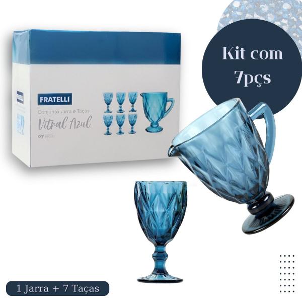 Jogo 7pçs Jarra De Suco Com 6 Taças Para Água Vinho Em Vidro - FRATELLI Imagem de Jogo 7pçs Jarra De Suco Com 6 Taças Para Água Vinho Em Vidro