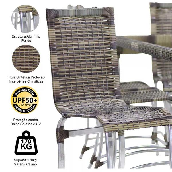 Imagem de Jogo 8 Cadeiras e Mesa Haiti em Alumínio para Cozinha e Edícula Trama Original