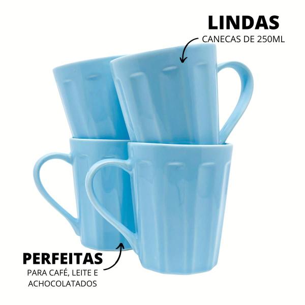 Imagem de Jogo 8 Caneca Chá Café Azul 250ml em Porcelana