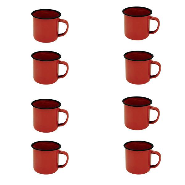 Imagem de JOGO 8 CANECAS ESMALTADA 100ml VERMELHA XÍCARA CAFÉ FAZENDA