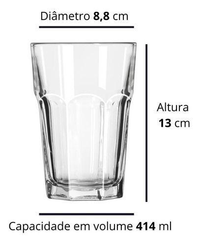 Imagem de Jogo 8 Copos Gibraltar 414ml Libbey Água, Sucos E Drink  - Transparente