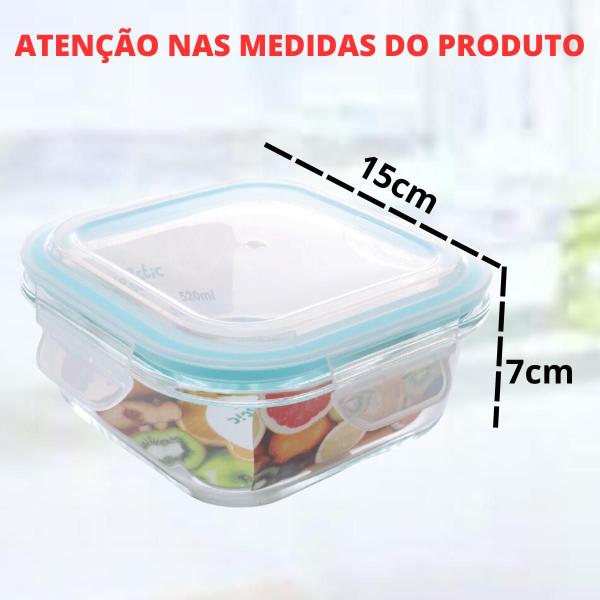 Imagem de Jogo 8 Marmitex Fitness Tampa Hermética Para Refeições Do Dia - Kit Travessa  Para Armazenar E Organizada Alimentos