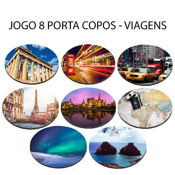 Imagem de Jogo 8 Porta Copos para Mochileiros e Viajantes Redondo