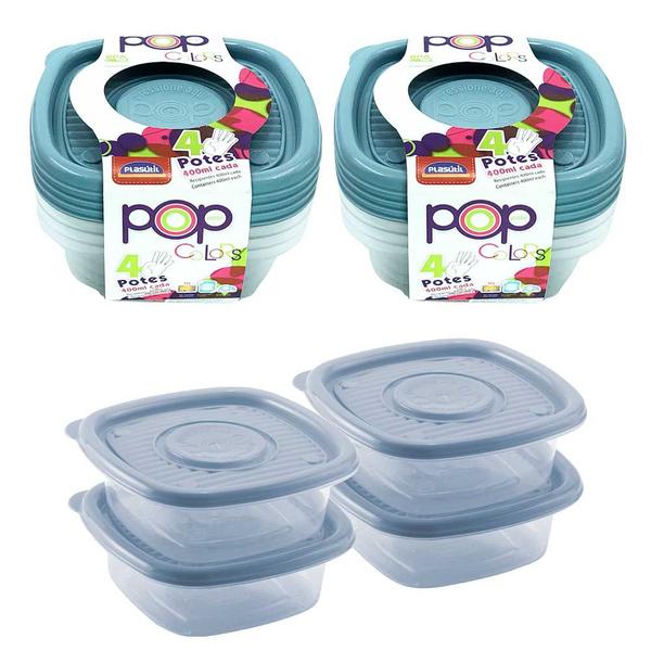 Jogo 8 potes 400ml mantimentos alimento comida vasilha marmita geladeira microondas tapuer tapoer - Plasútil Imagem de Jogo 8 potes 400ml mantimentos alimento comida vasilha marmita geladeira microondas tapuer tapoer