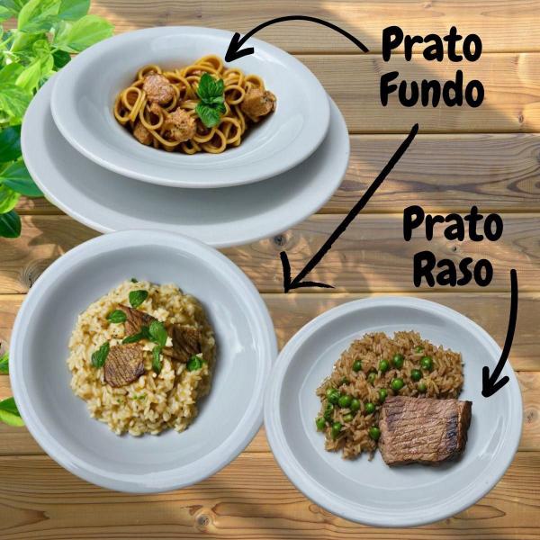 Imagem de Jogo 8 Prato Fundo Mesa Massas Risoto Sopa Caldo Para Restaurante Buffet Casa Self Service porcelana Branca Resistente com Borda Grossa 21,5cm