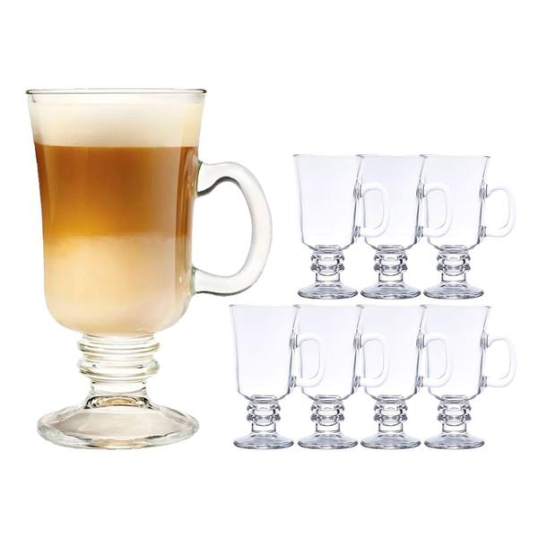 Jogo 8 Taças de Cappuccino Café Caneca Dolce Gusto Nespresso Vidro Transparente 250ml Lyor Imagem de Jogo 8 Taças de Cappuccino Café Caneca Dolce Gusto Nespresso Vidro Transparente 250ml Lyor
