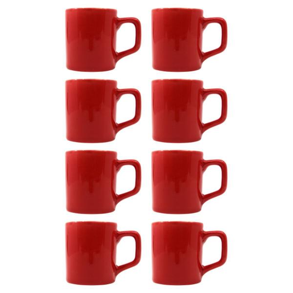 Imagem de Jogo 8 Xícara Café Expresso Mini Canecas Chá Vermelho 80mL