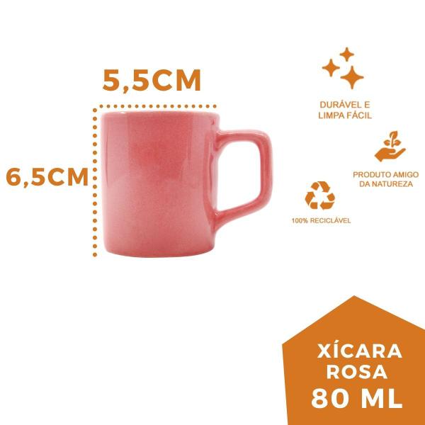 Imagem de Jogo 8 Xícaras Café 80mL Cerâmica Rosa Mesa Posta