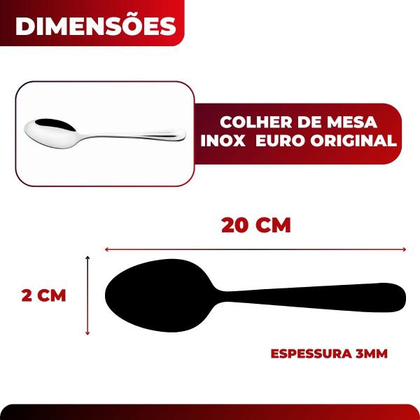 Imagem de Jogo Aço Inox 12 Colher Mesa Buffet Premium Restaurante Euro