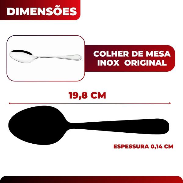 Imagem de Jogo Aço Inox 12 Colher Mesa Sobremesa Premium Continental