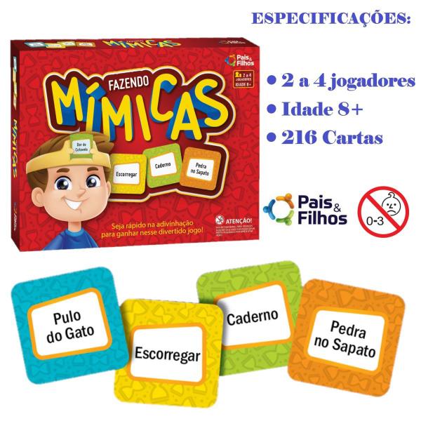 Imagem de Jogo Adivinhação Fazendo Mímicas 216 Cartas Infantil Adulto