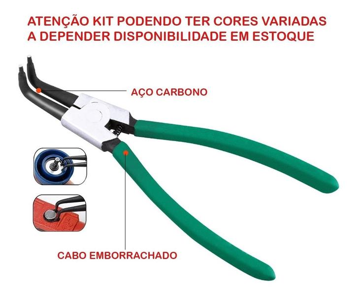 Imagem de Jogo Alicate Tirar Abrir Aneis 4 Peças 7 Saca Anel Elastico