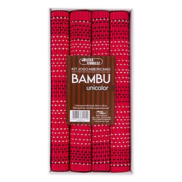 Imagem de Jogo Americano 4 Peças Bambu Vermelho 30X44Cm Jolitex