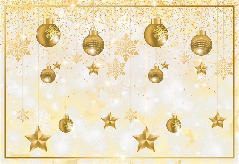Imagem de Jogo Americano de Tecido Dupla Face Natal e Ano Novo Decoração Dourada Brilho- 6 Peças