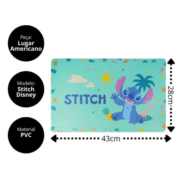 Imagem de Jogo Americano Infantil 43x25cm PVC Stitch Disney 2 Unidades - Tuut