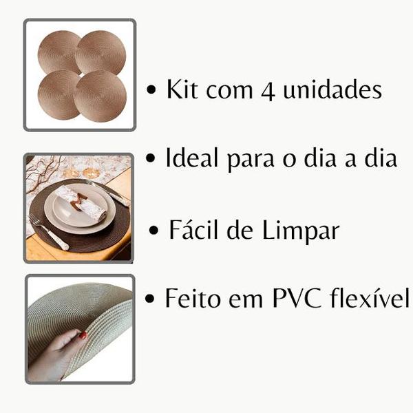 Imagem de Jogo Americano Sousplat Redondo Cozinha - Kit 4 Peças