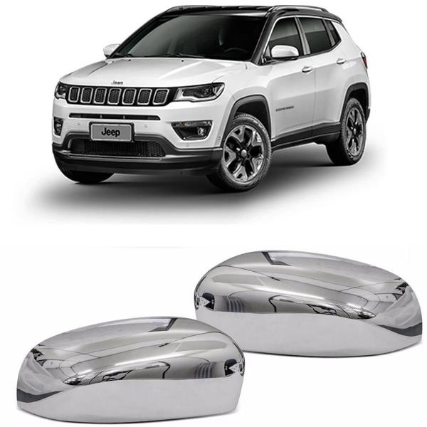 Imagem de Jogo Aplique Capa Cromada Retrovisor Fiat Toro Compass 2018