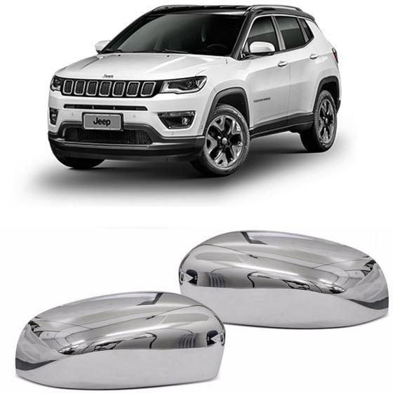 Imagem de Jogo Aplique Capa Cromada Retrovisor Fiat Toro Compass 2021 - Shekparts