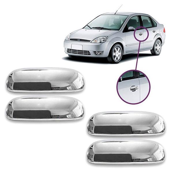 Jogo Aplique Cromado Maçaneta Externa Ford Escort 1997 a 2004 Fiesta Sedan e Street 1996 a 2001 4P - Shekparts Imagem de Jogo Aplique Cromado Maçaneta Externa Ford Escort 1997 a 2004 Fiesta Sedan e Street 1996 a 2001 4P