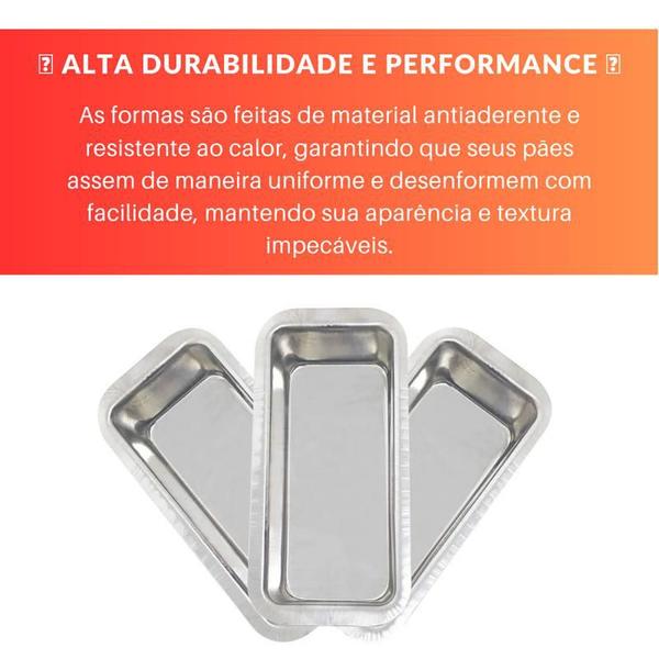 Imagem de Jogo Assadeira 3 Peças Kit Conjunto Pão Caseiro Inglês Retangular Tabuleiro Forma Borda Alta Alumínio Cake Rocambole