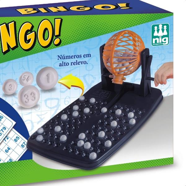 Imagem de Jogo Bingo Infantil 48 Cartelas 90 Bolinhas Passatempo Divertido +5 Anos Brinquedo com Com Globo Nig Brinquedos - 1000