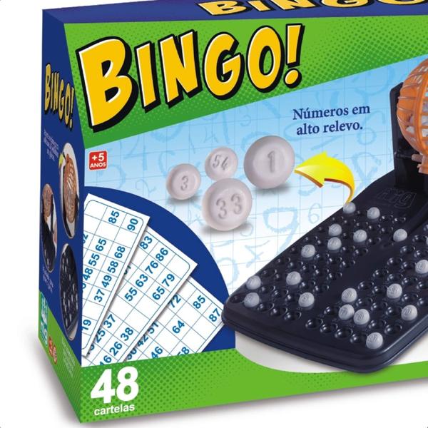 Imagem de Jogo Bingo Infantil 48 Cartelas 90 Bolinhas Passatempo Divertido +5 Anos Brinquedo com Com Globo Nig Brinquedos - 1000
